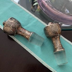 TWO Tiffany & Co. decanter lids silver patina RARE